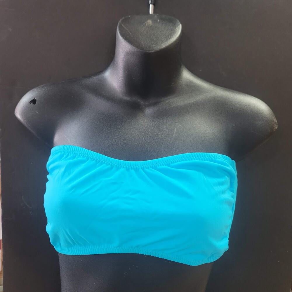 Blue Sky NEW Bandeau Side Bone Swim Top Lined Tieback NipPads GREEK BLUE XXLARGE